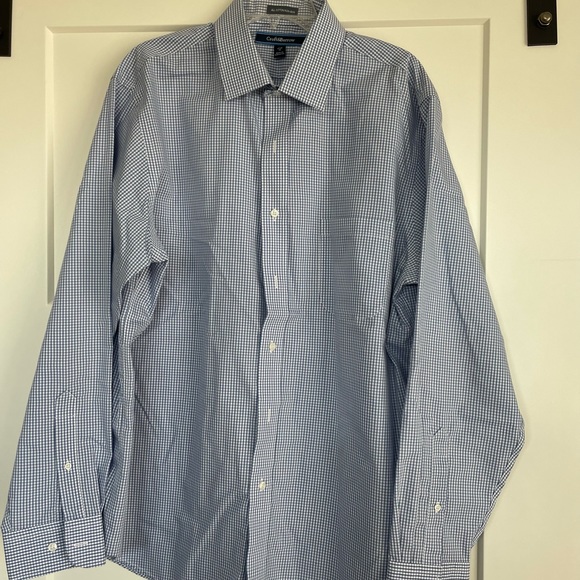 Mens 17-1/2/36 Croft & Barrow blue plaid dress shirt - Picture 3 of 4